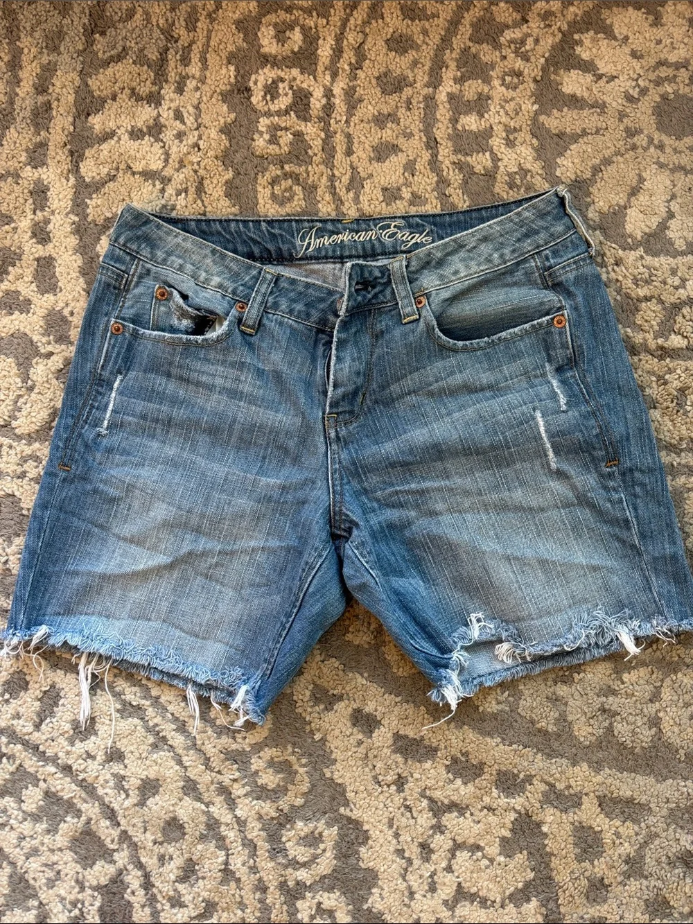 American Eagle Outfitters Blue Distressed Cutoff Denim Shorts